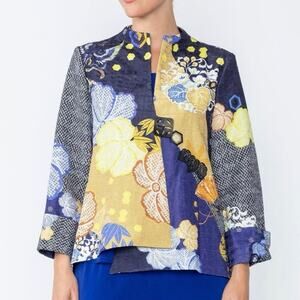 IC Collection Royal Blue Asymmetric One Button Jacket, XXL
